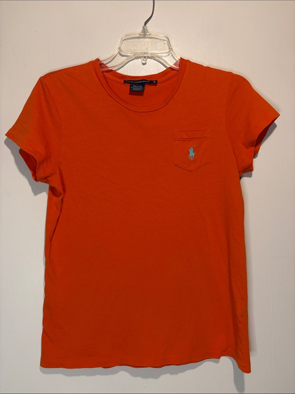 Ralph Lauren Sport Bright Orange Babydoll Fitted Top Size M